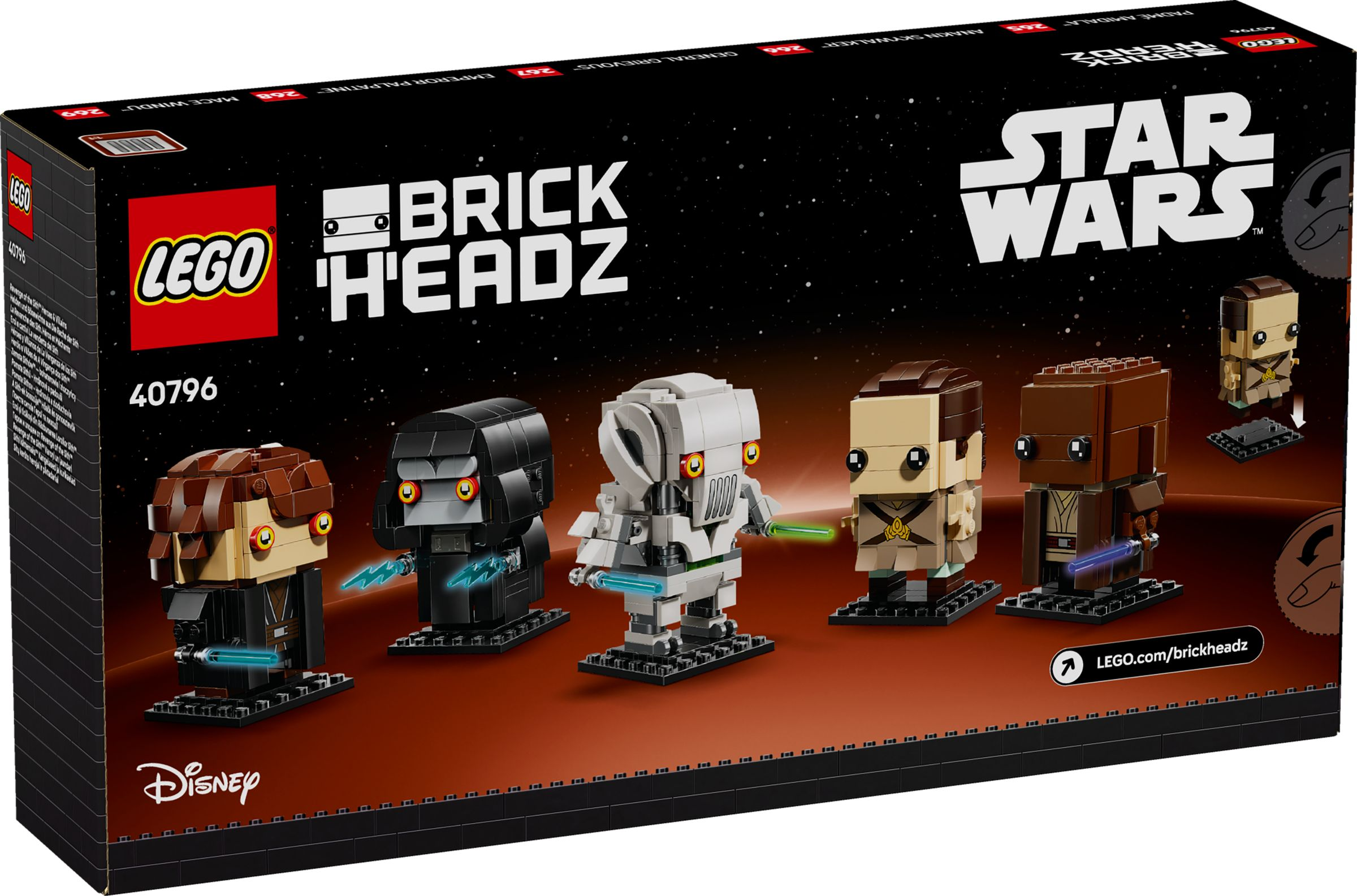 Lego Star Wars BrickHeadz Anakin, Darth Vader, Grievous, Palpatine, Mace Windu figürleri.