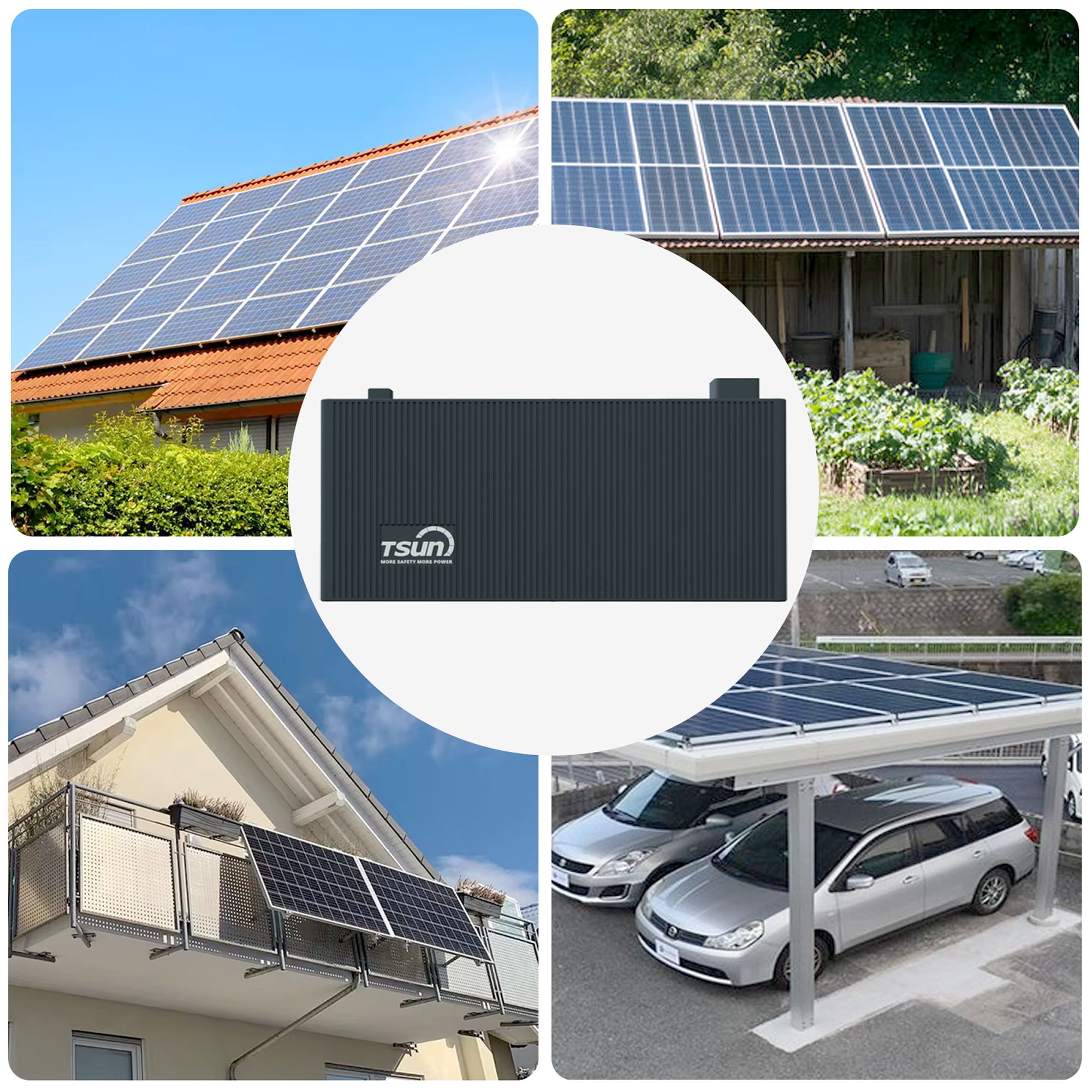 Solaranlagen auf Dächern, Schuppen, Balkonen und Carports.