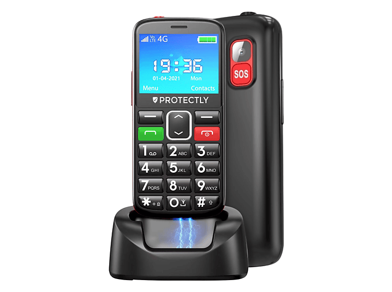 PROTECTLY Senioren Telefoon V2 - 4G - SOS Functie - Grote Toetsen - Incl Simkaart - Oplaadbaar Seniorentelefoon