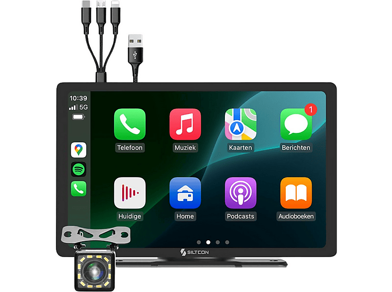 SILTCON Carplay Scherm Auto 9 inch - Android en Apple Carplay - Touchscreen - HD Camera en Navigatie Navigation system Wereldwijd