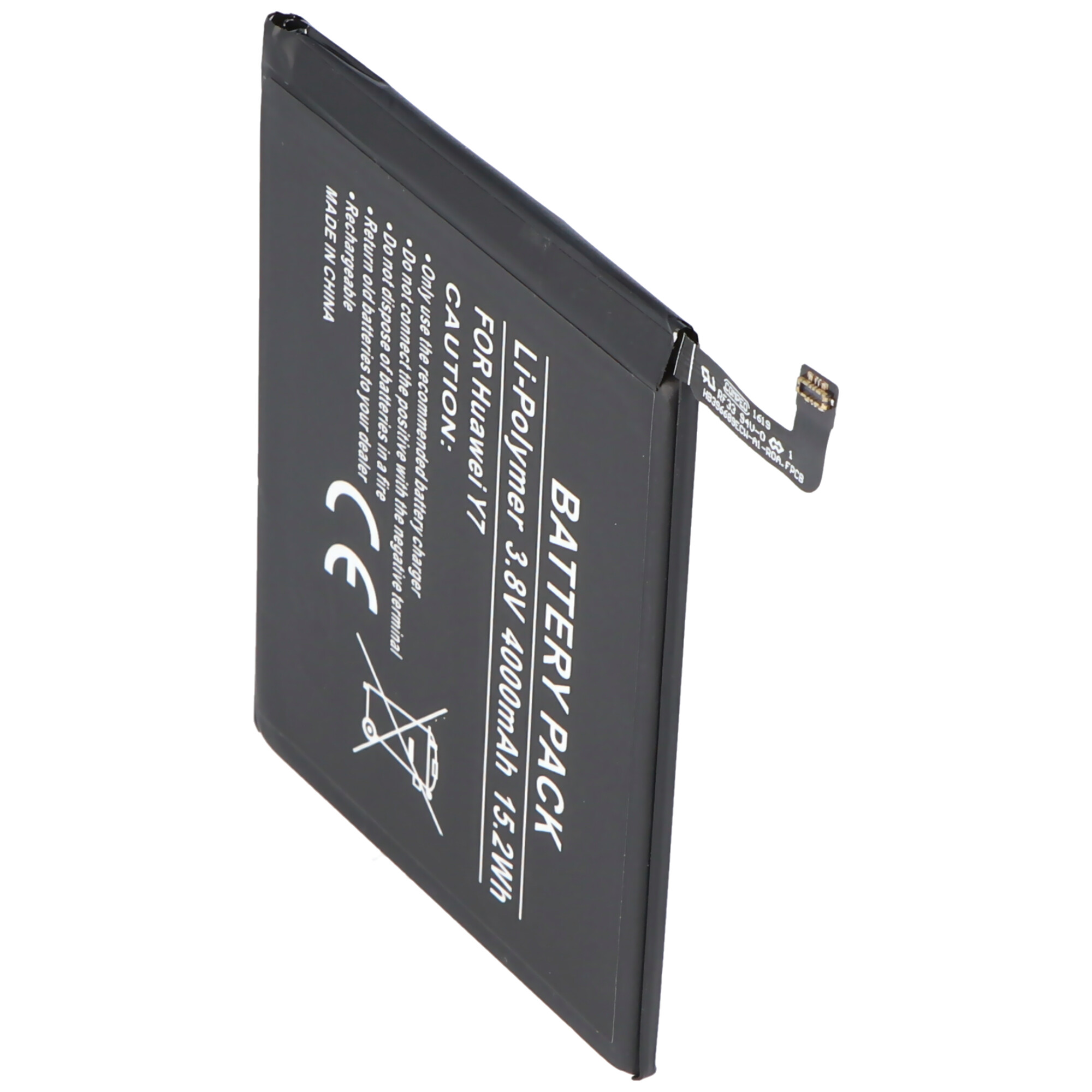 Schwarzer Li-Polymer Akku für Huawei Y7, 4000mAh, mit Kabel.