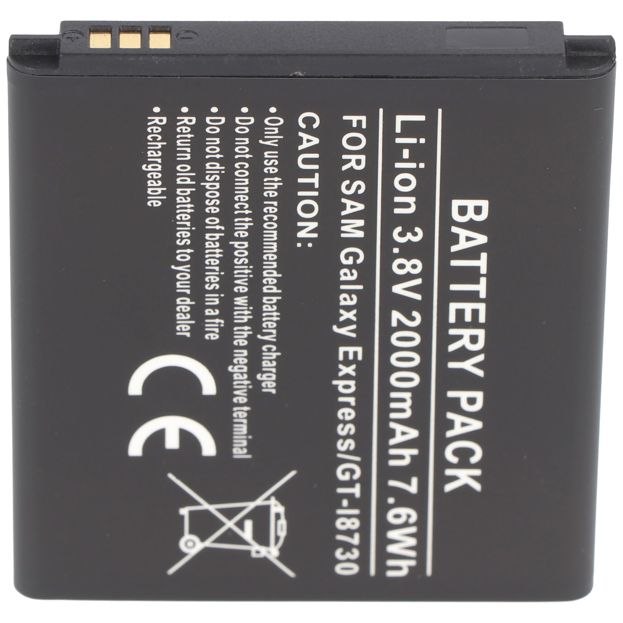 Schwarzer Akku für Samsung Galaxy Express GT-I8730, 3.8V 2000mAh.