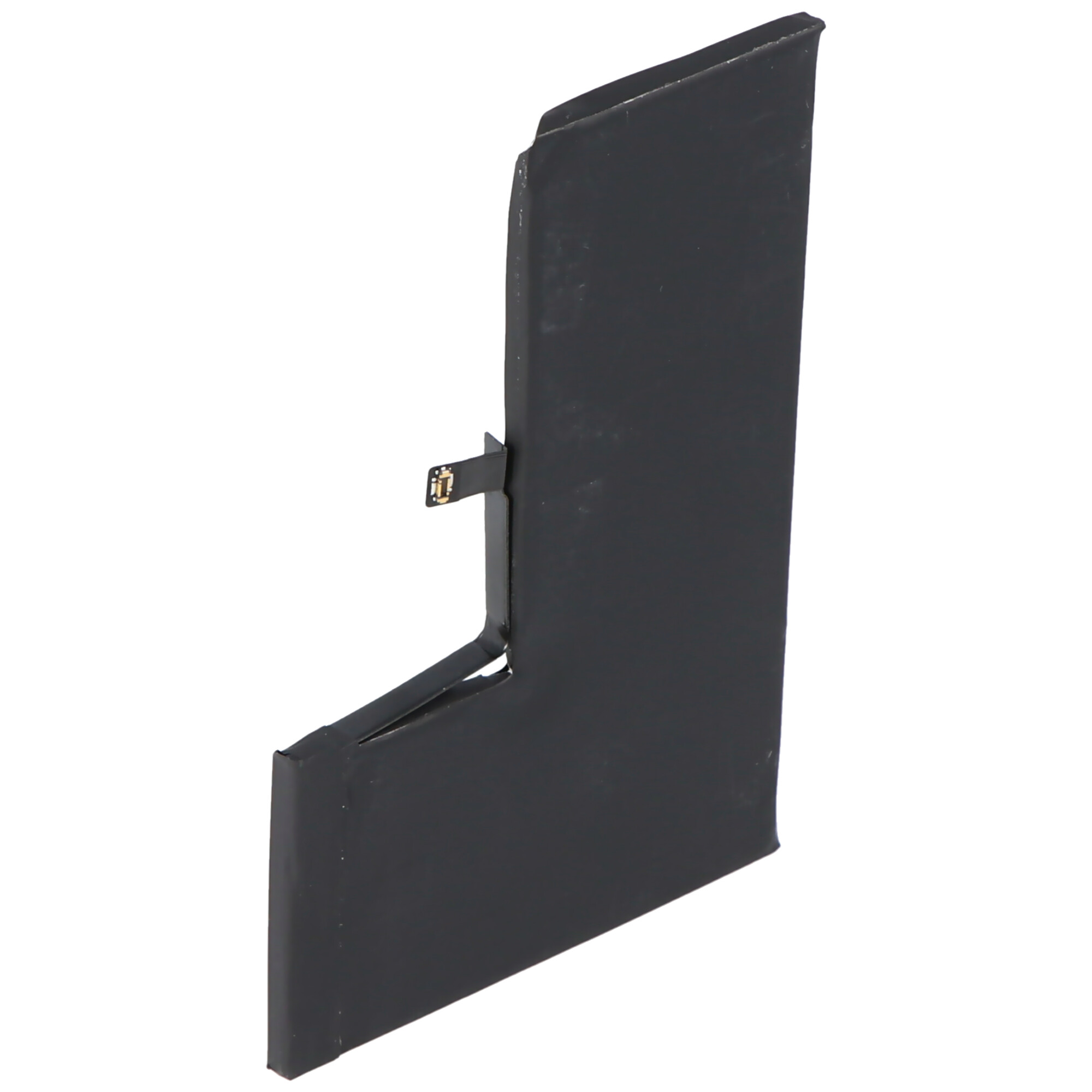 Componente nero a forma di L con un piccolo connettore a nastro piatto.