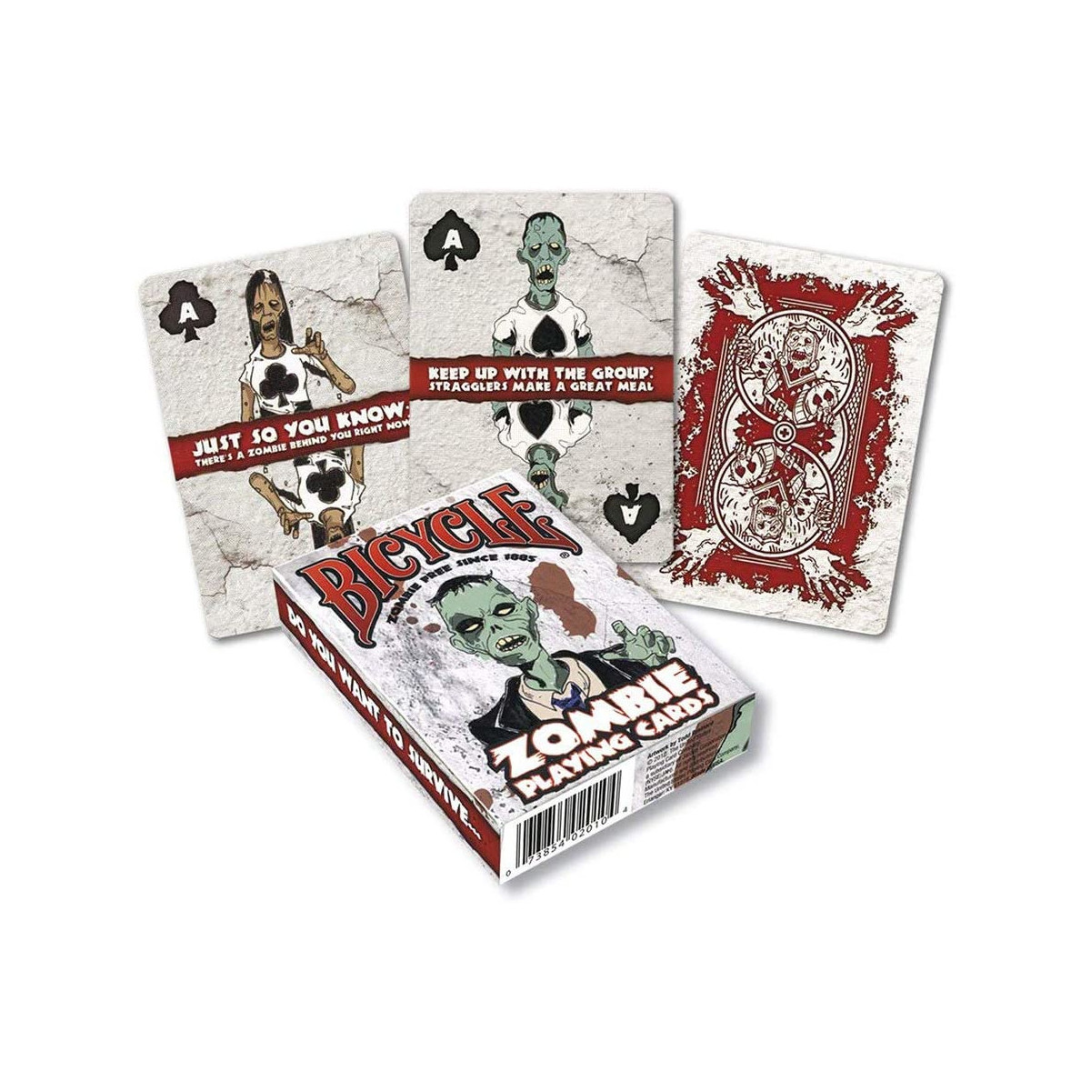 Bicycle Zombie Spielkarten-Box mit drei Spielkarten.