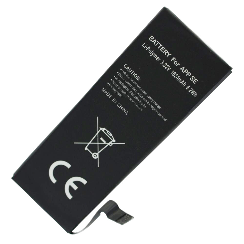 Schwarzer Li-Polymer-Akku für App SE, 3,82V, 1624mAh. Inklusive CE-Zeichen.