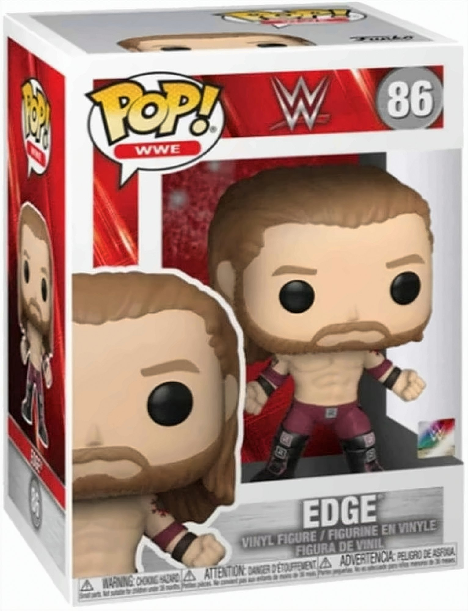 Funko Pop WWE Figur von Edge, Nummer 86, in Box.
