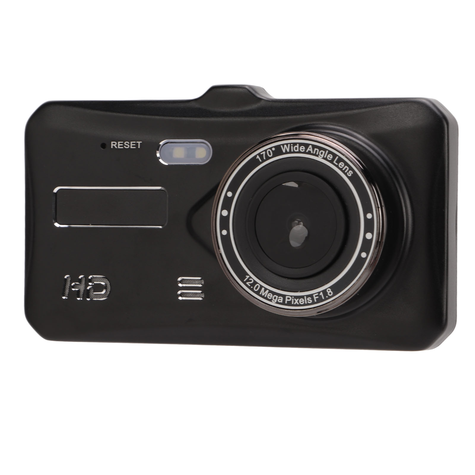 Schwarze Dashcam mit Weitwinkelobjektiv, 12,0 Megapixel, F1.8.