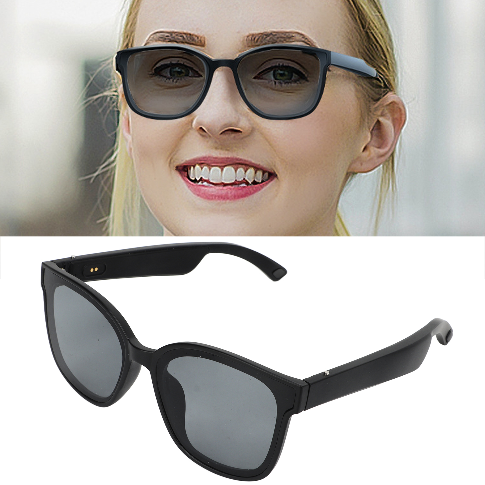 Nahaufnahme einer Frau mit Brille und einer separaten Brille