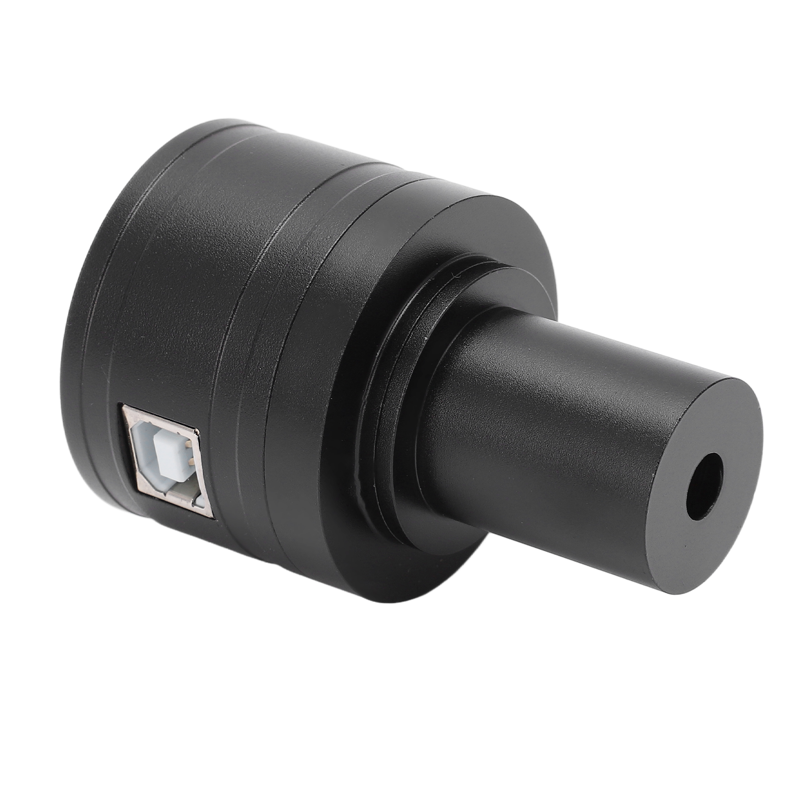 Ein schwarzes, zylindrisches Gerät mit einem USB-Anschluss und einer kleinen Öffnung vorne.