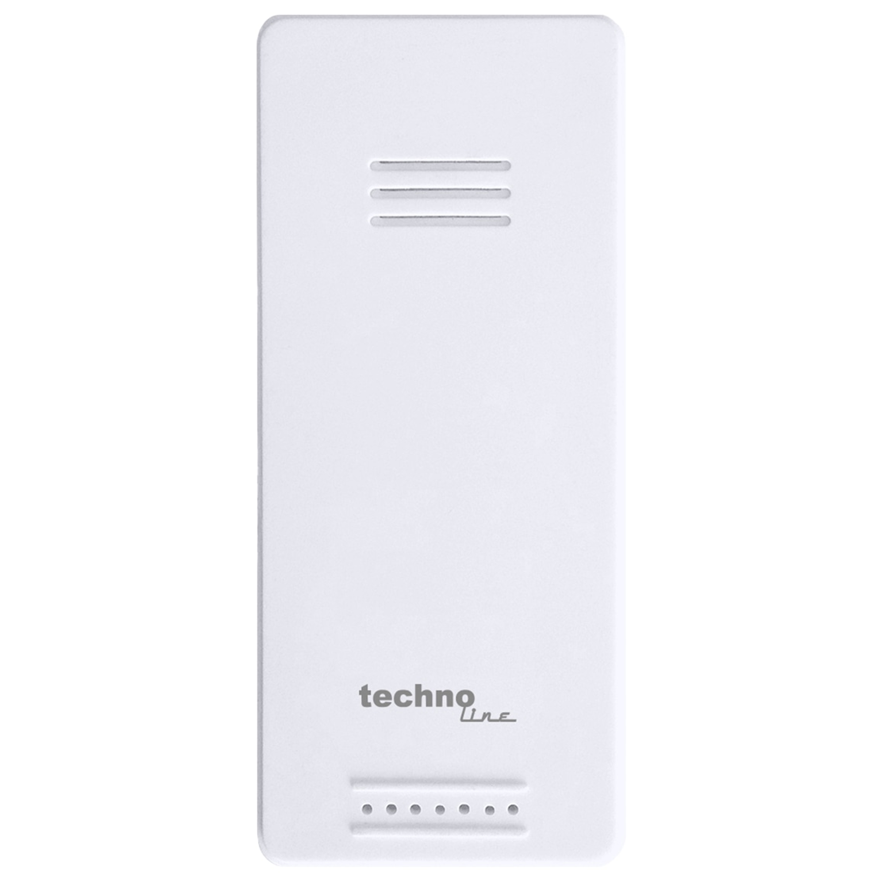 Un module de station météo technoline blanc avec aérations et points.