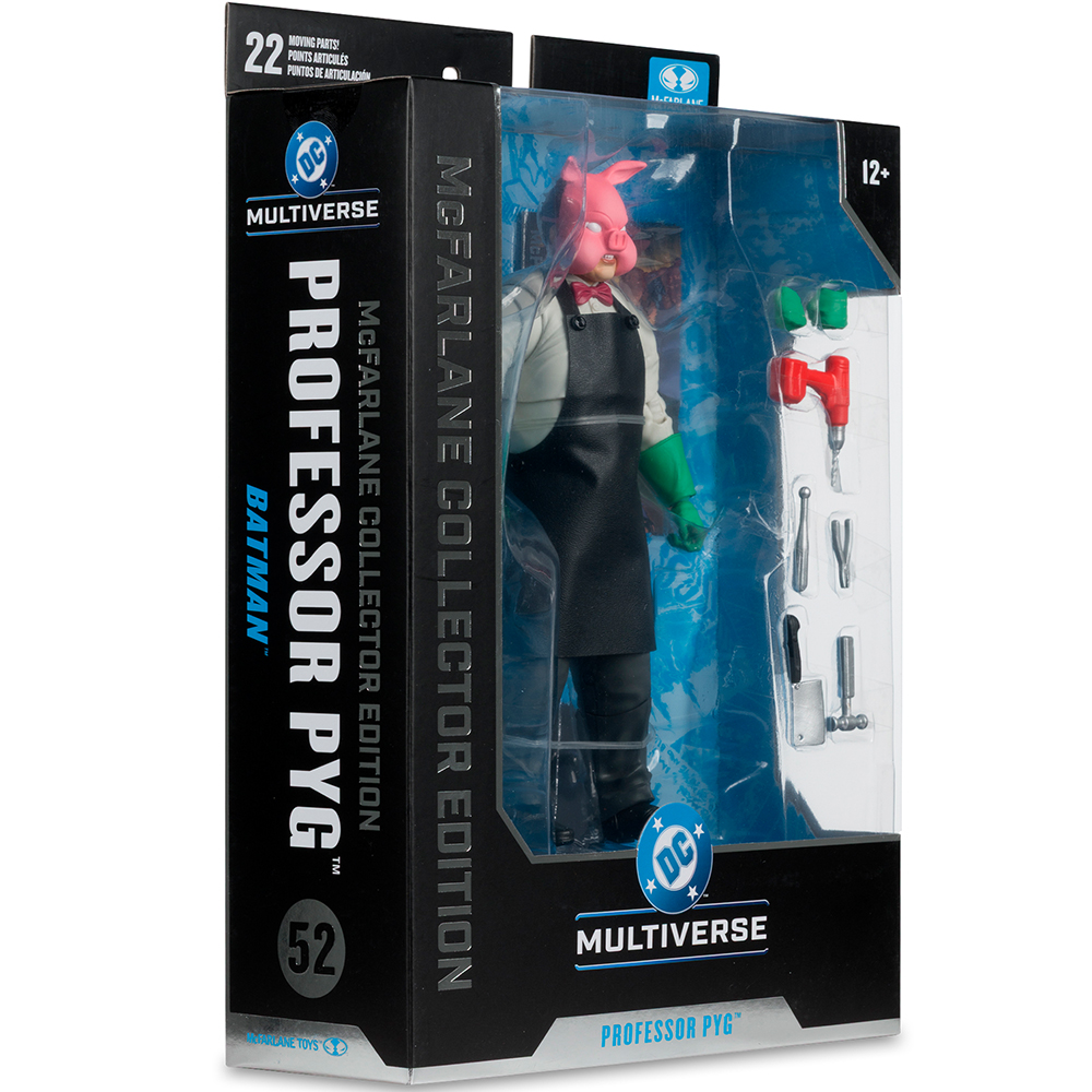 Professor Pyg Actionfigur in Verpackung mit Werkzeugen und Zubehör.