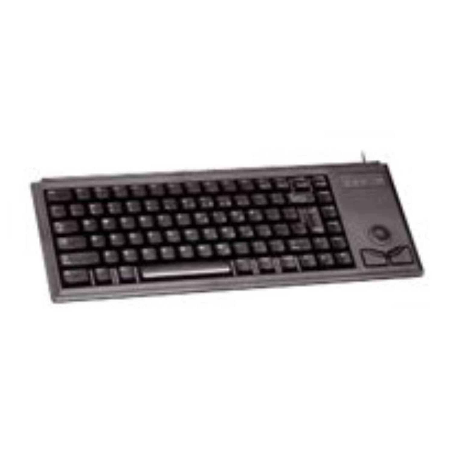 Una tastiera nera con trackball e tastierino numerico separato.
