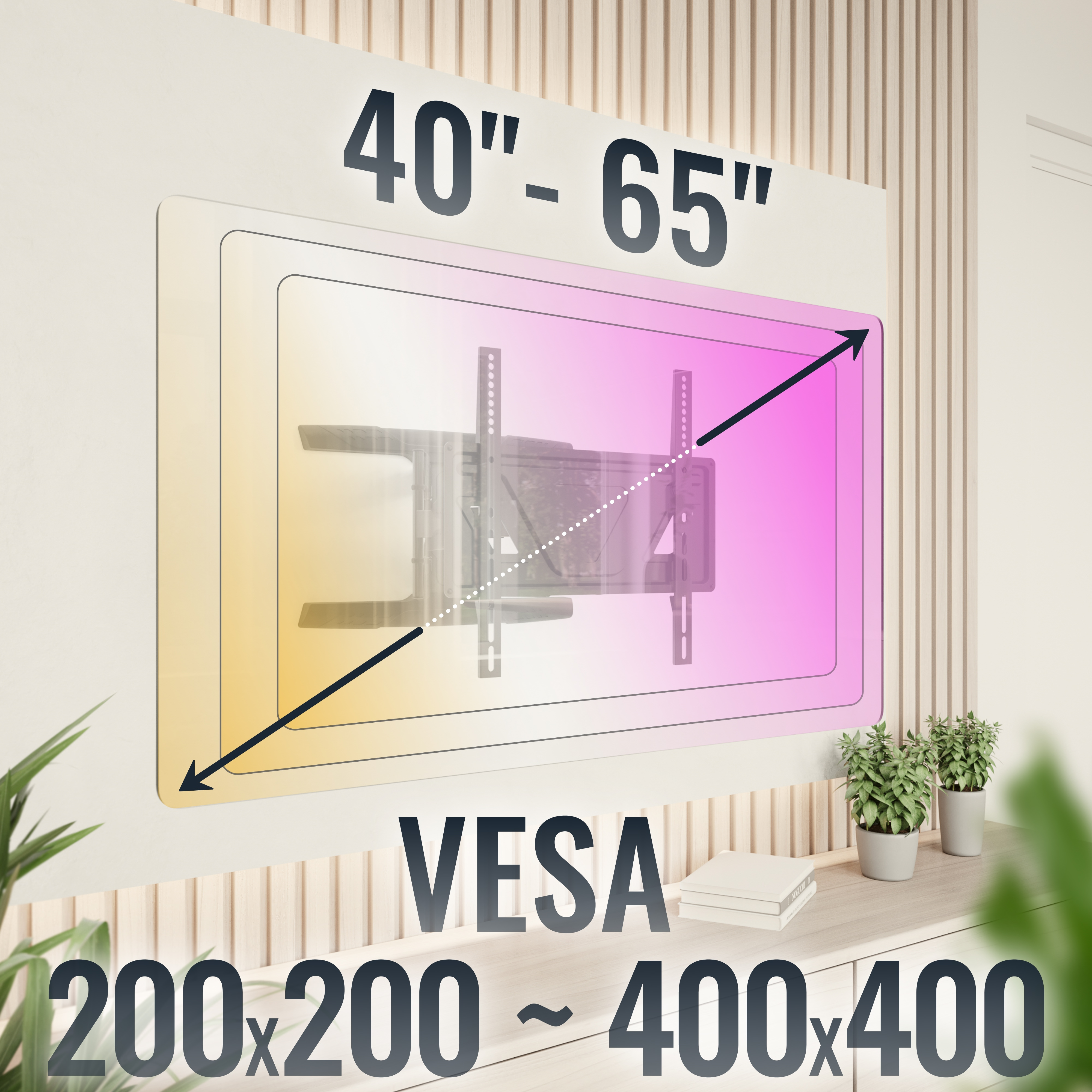 TV-Wandhalterung für 40-65 Zoll TVs, VESA 200x200-400x400.