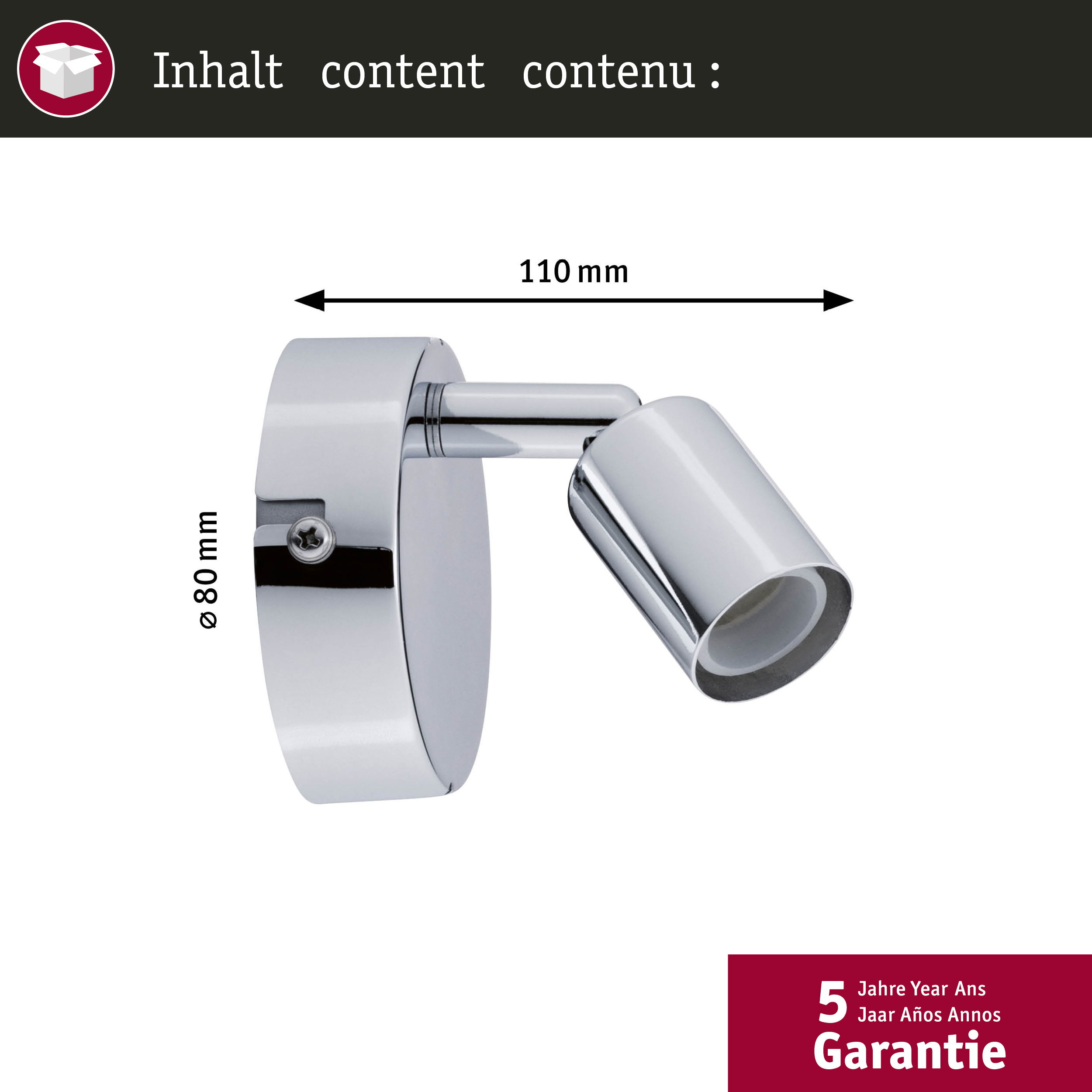 Srebrny reflektor o wymiarach 80 mm i 110 mm.