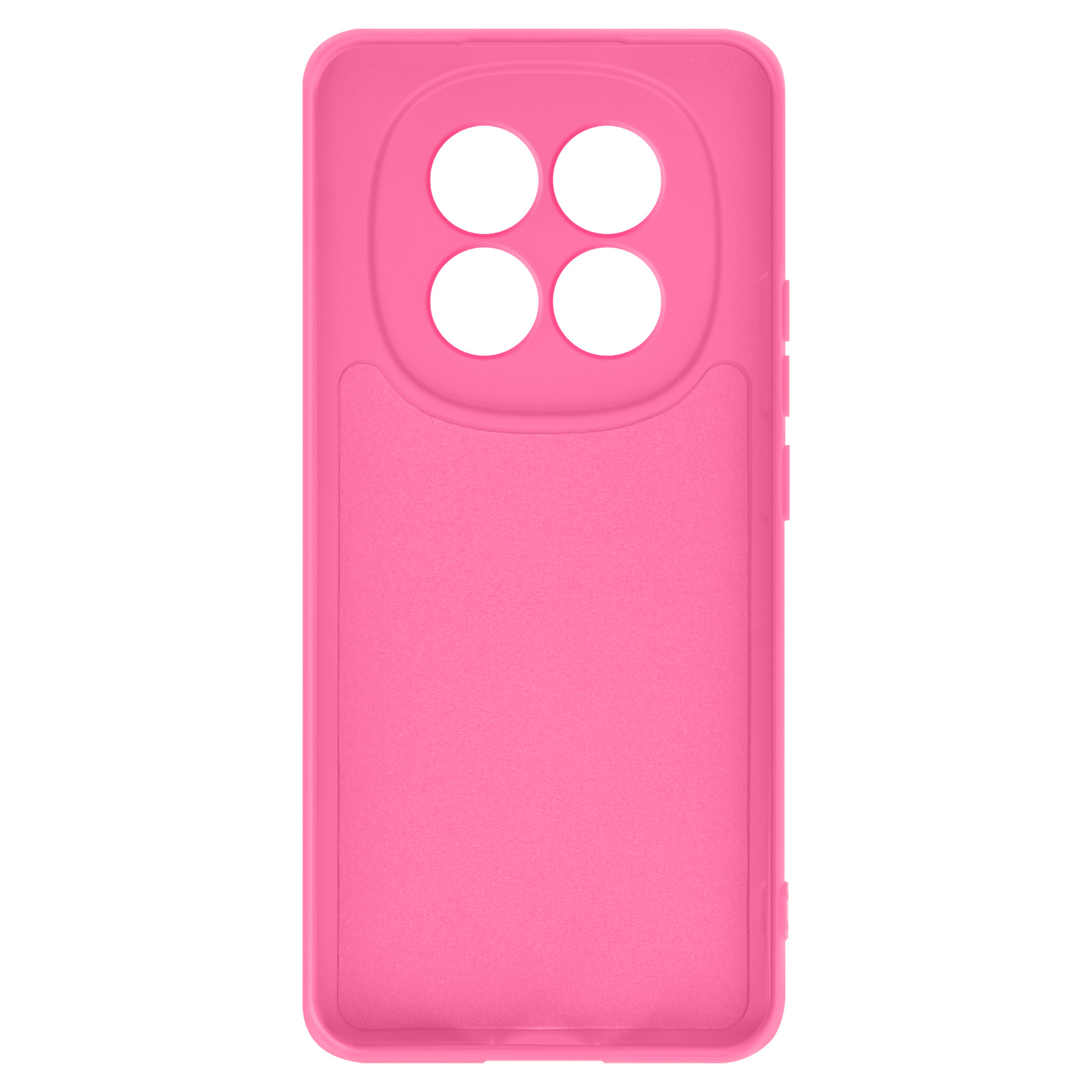 Una semplice cover per telefono rosa con quattro ritagli rotondi per la fotocamera.