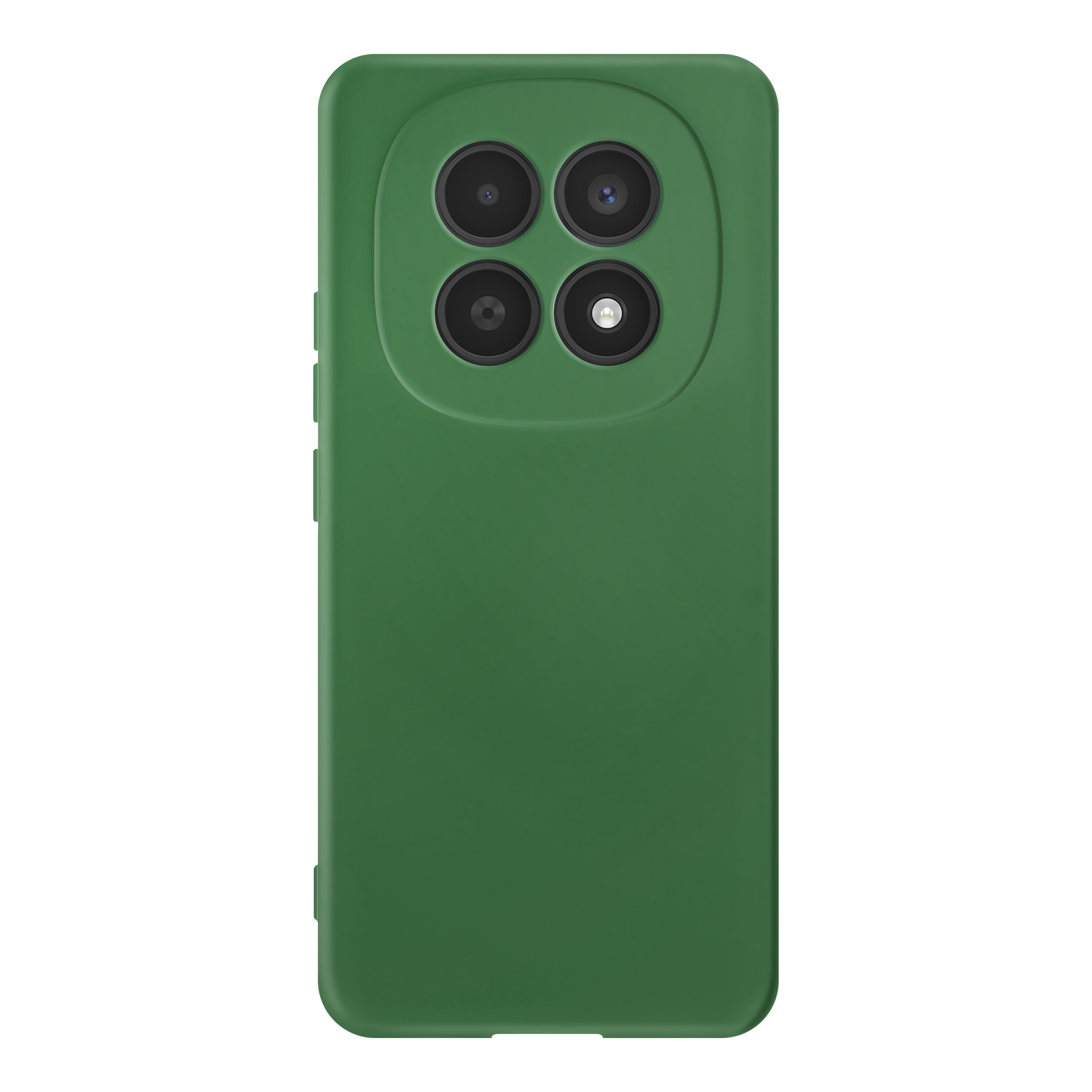 Custodia verde per telefono con quattro obiettivi e flash.