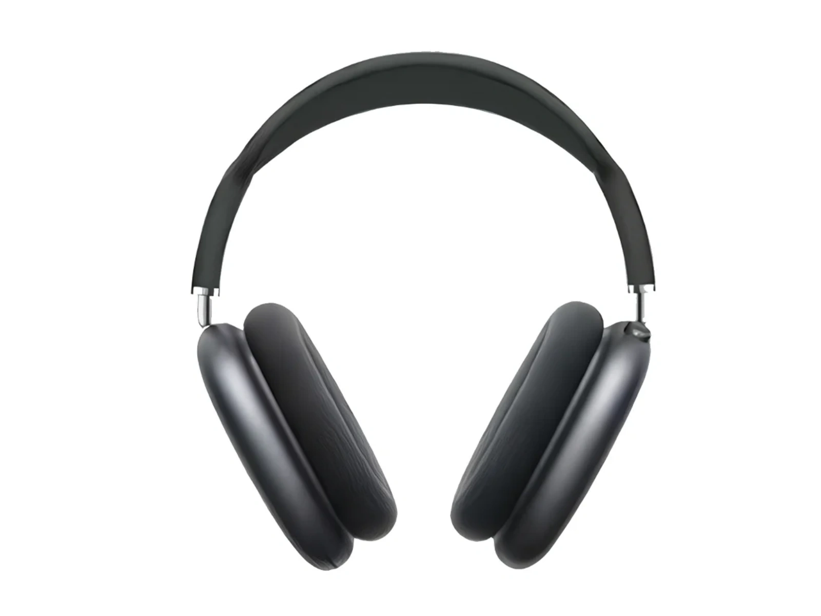 Schwarze Over-Ear-Kopfhörer mit silbernen Akzenten auf weißem Hintergrund.