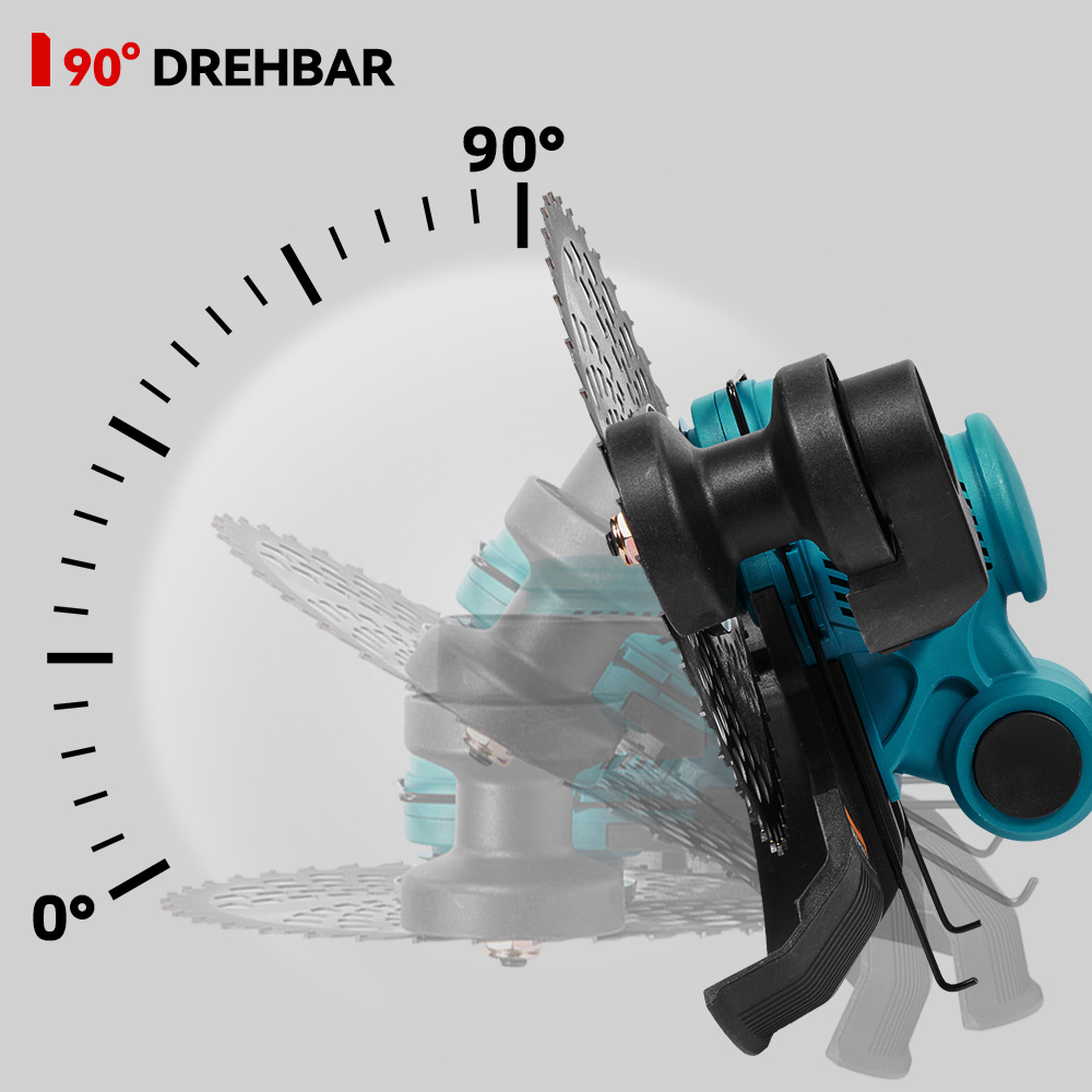 90° drehbar: Fahrrad-Trainer mit Kette in 0°-90° Bewegung.