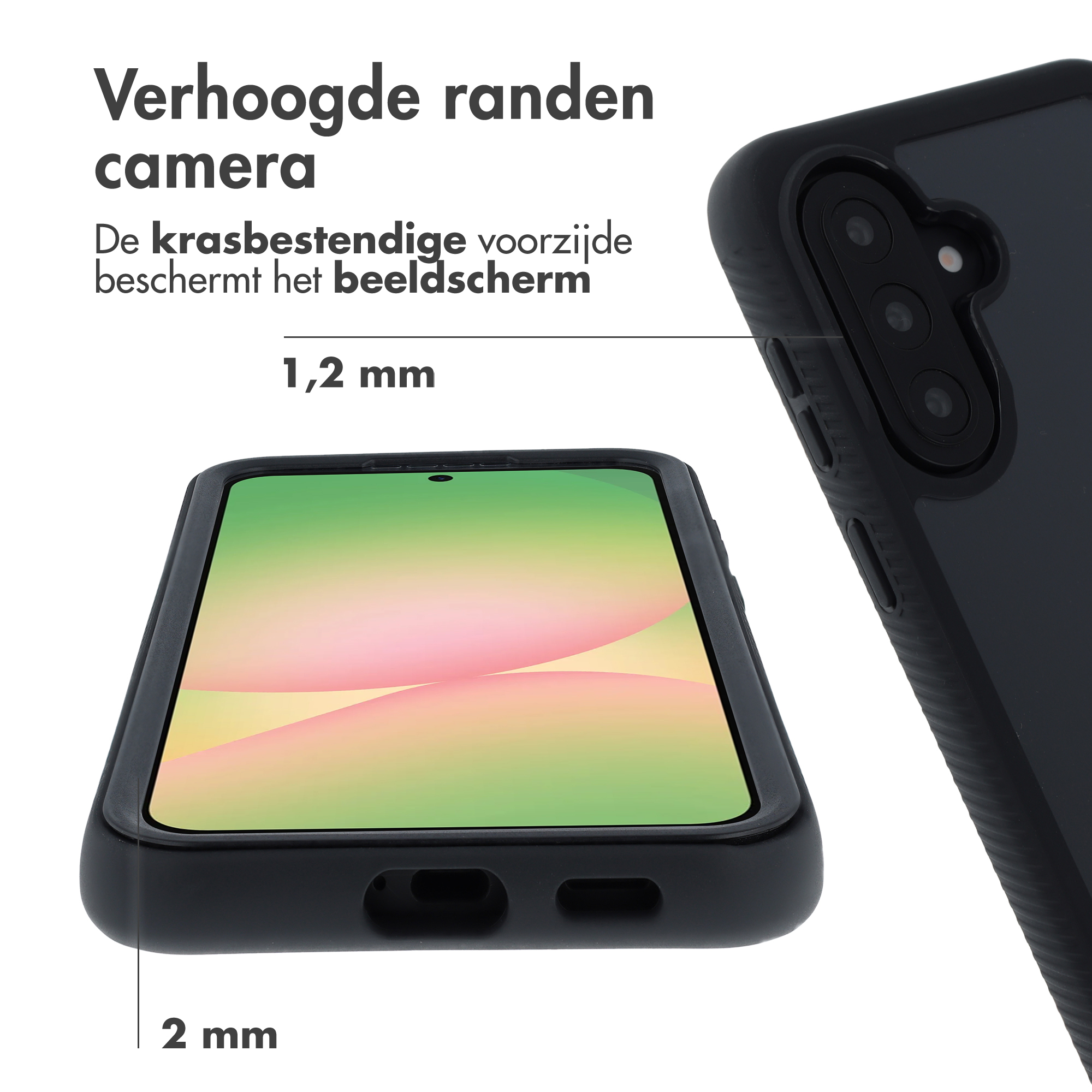 Schwarzes Handy-Case mit erhöhten Kanten für Kamera und Bildschirm.