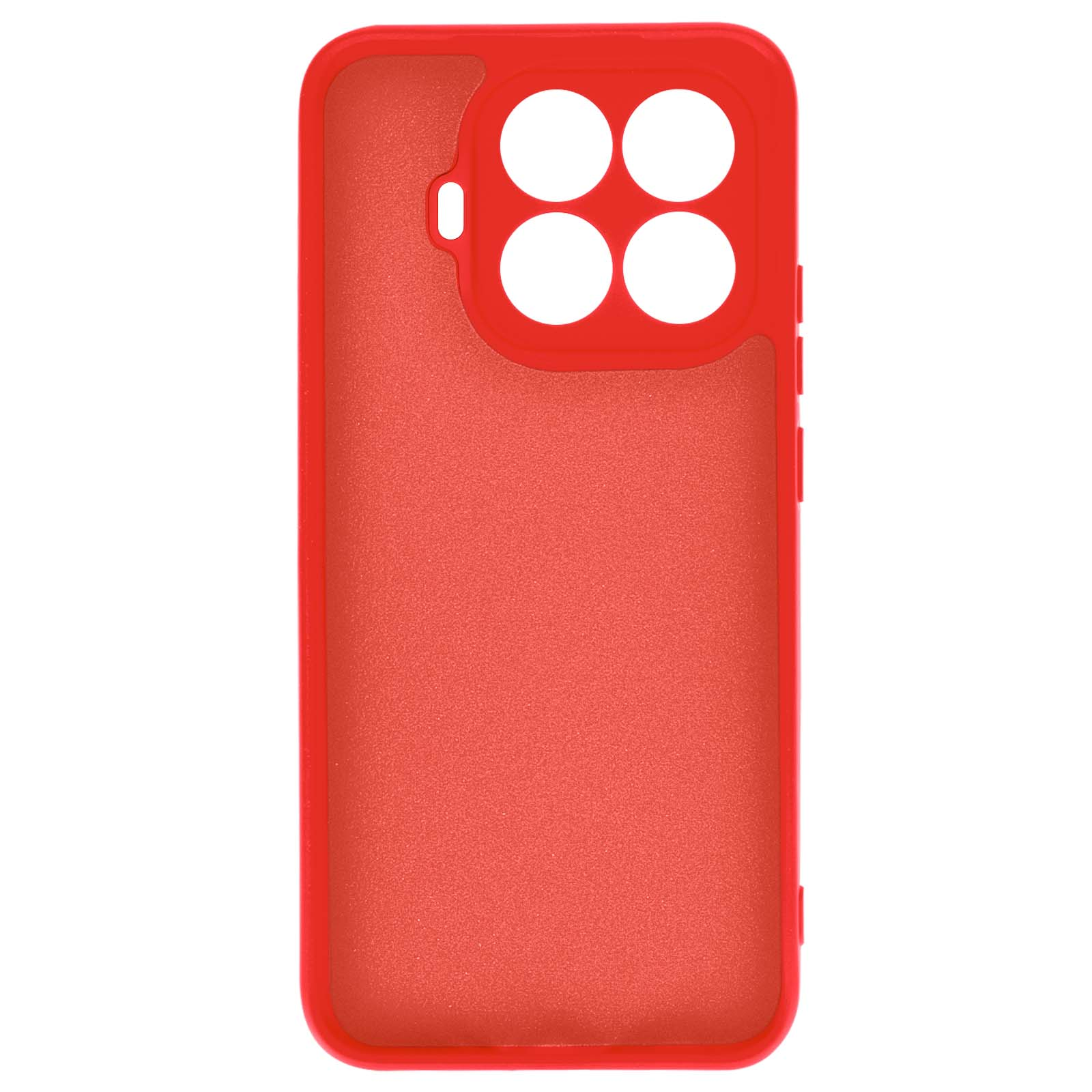Coque de téléphone rouge avec quatre découpes rondes pour appareil photo et finition mate.
