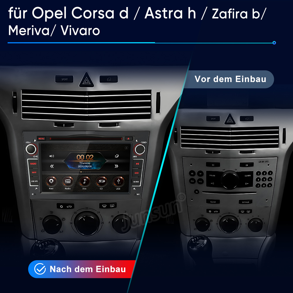 Vorher/Nachher Vergleich von Opel Auto-Infotainmentsystemen.