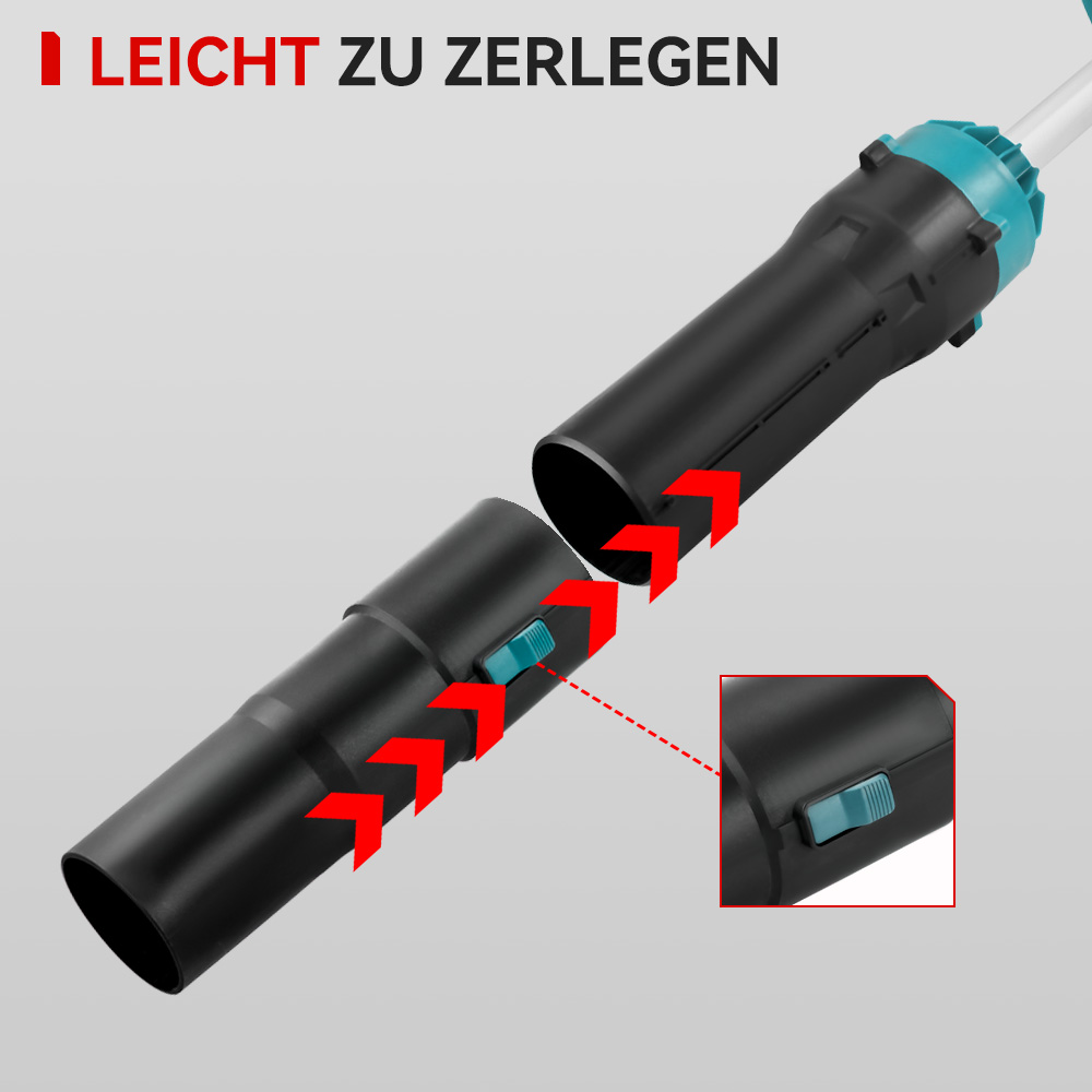 Zwei schwarze Rohrabschnitte werden mit roten Pfeilen verbunden.