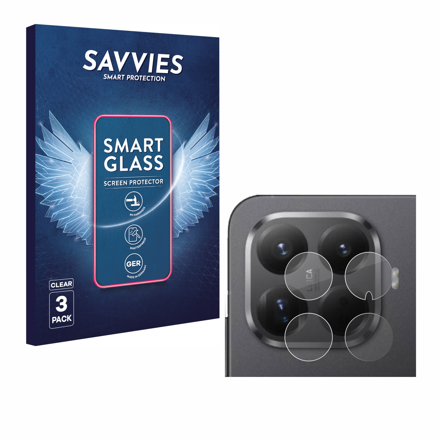 Savvies Smart Glass Schutzfolie für Handy-Kameras, 3er Pack.