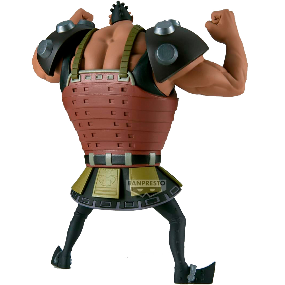 Action figure vista da dietro, con armatura samurai e braccia muscolose.
