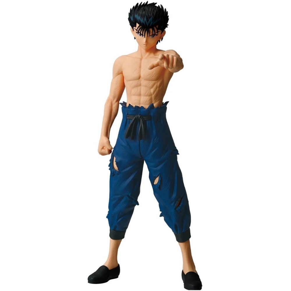 Action figure di uomo con capelli scuri, torso nudo e pantaloni blu strappati.