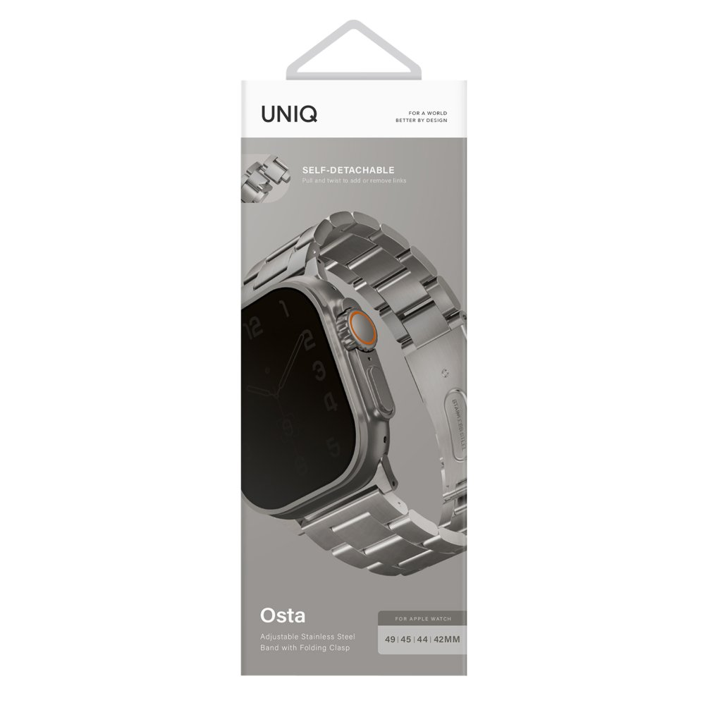 UNIQ Osta Watch 42/44/45/46/49 mm Uyumlu Metal Akıllı Saat Kordonu Gümüş