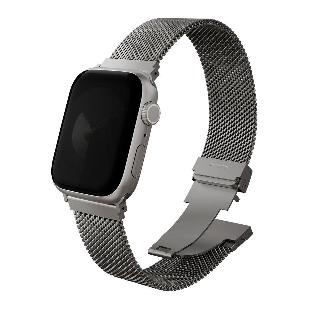 UNIQ Dante Pro Apple Watch 38/40/41/42 mm Uyumlu Çelik Örgü Akıllı Saat Kordonu Gri
