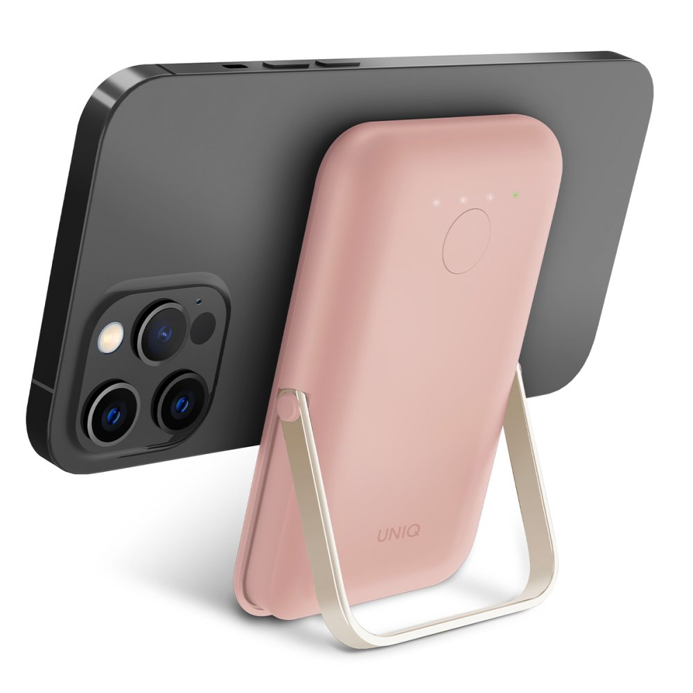 UNIQ Hoveo Manyetik 5000 mAh mAh Standlı powerbank Pembe