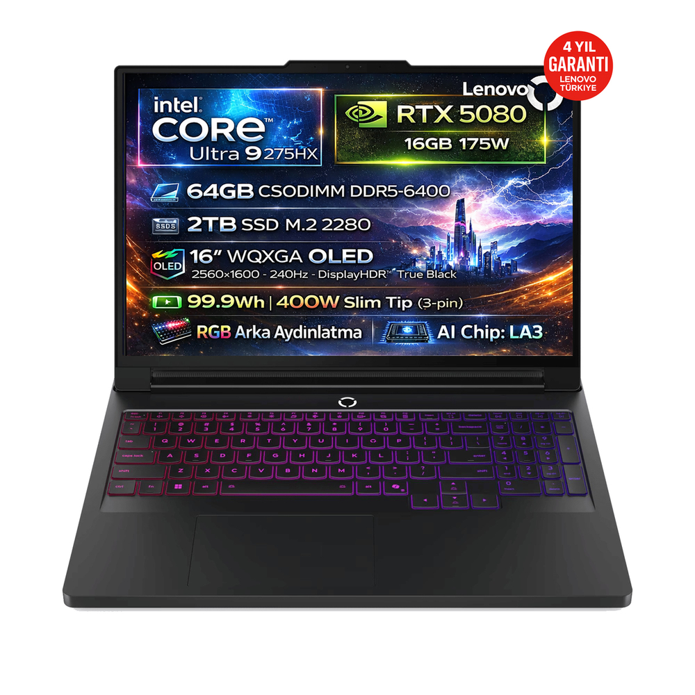 LENOVO Legion Pro 7 16IAX10H RTX 5080 16GB WQXGA OLED 240Hz