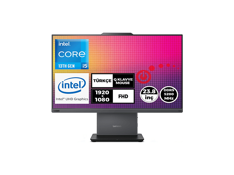 LENOVO ThinkCentre Neo 50A G5 FHD 12SC000QTR 009 Intel core i5-13420H 16 GB 512 GB 23,8 inç Windows 11 Pro All In One Bilgisayar Gri