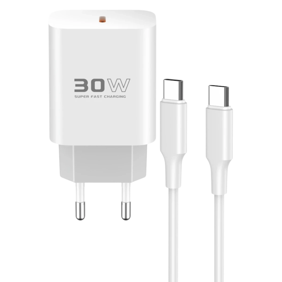 KONFULON C87C 30W Type-C Çıkışlı Ekstra DL51 1M Type-C to Type-C Kablolu PD Şarj Cihazı Beyaz