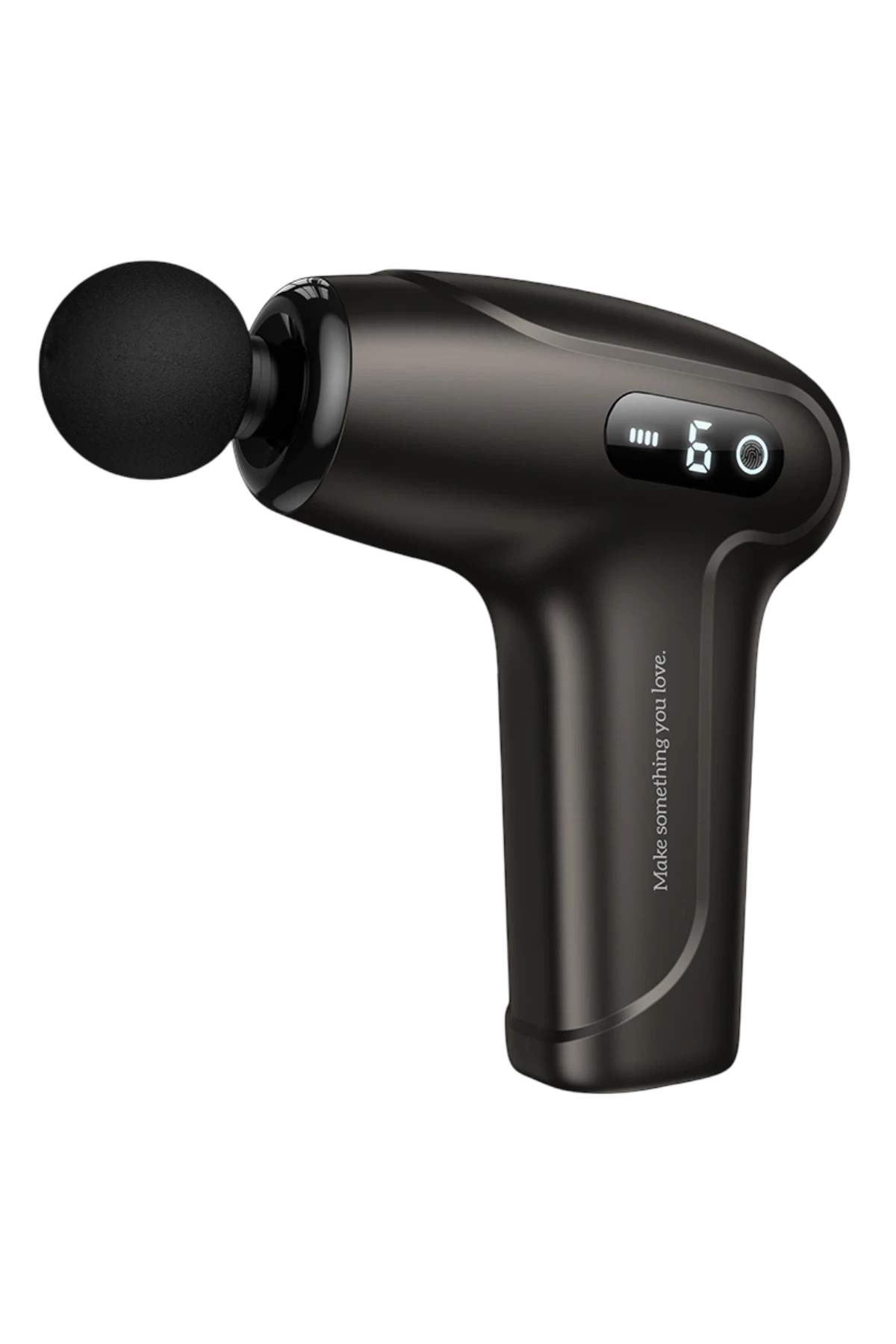 Un accessorio per pistola massaggiante scuro con display digitale.