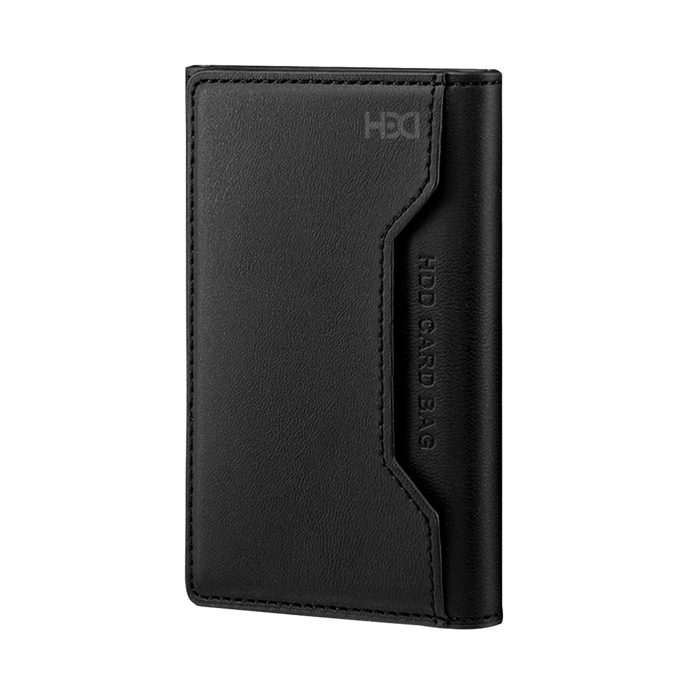 Kabartmalı logolu siyah HDD kart kılıfı.