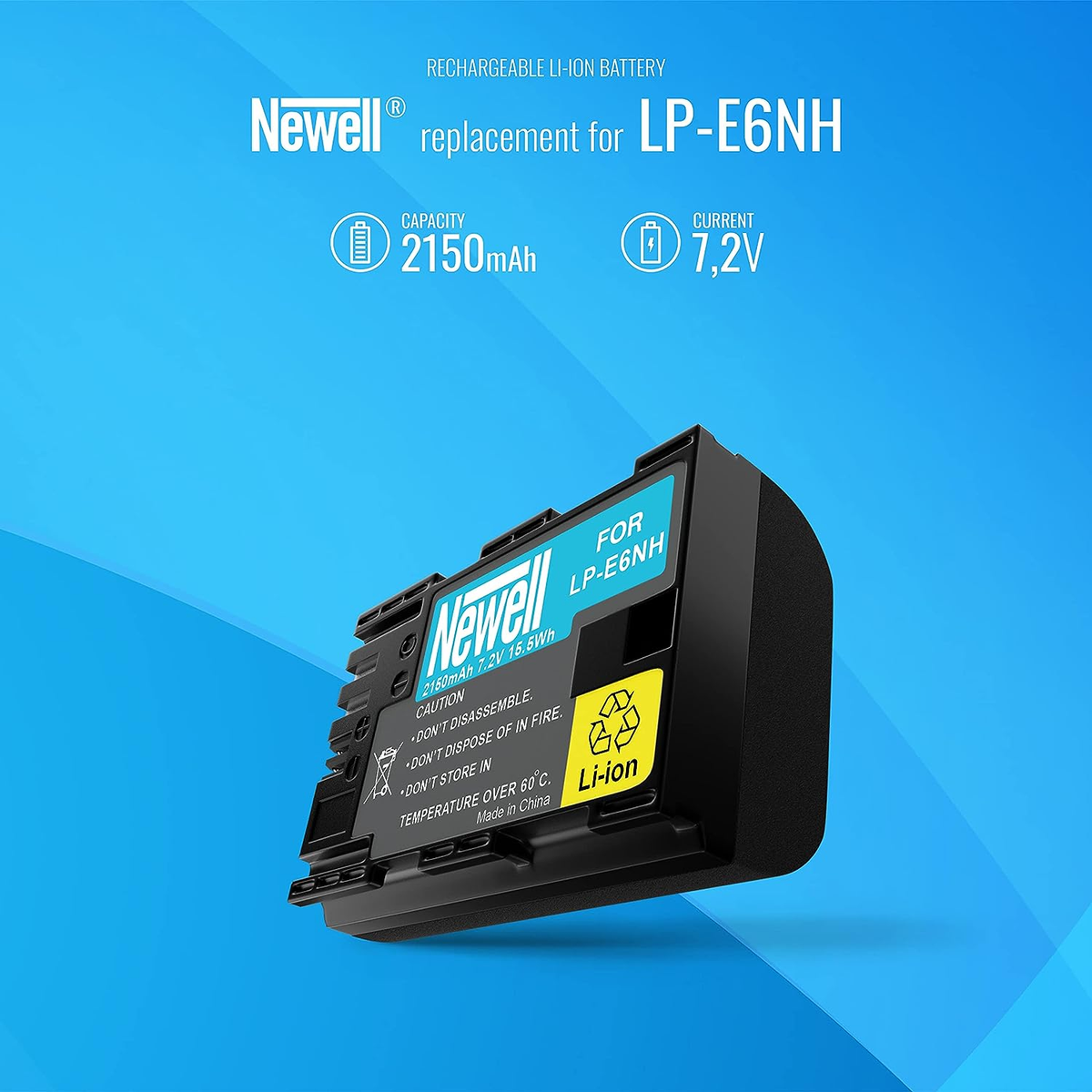 Newell Li-Ion Akku, 2150mAh, 7,2V, Ersatz für LP-E6NH.