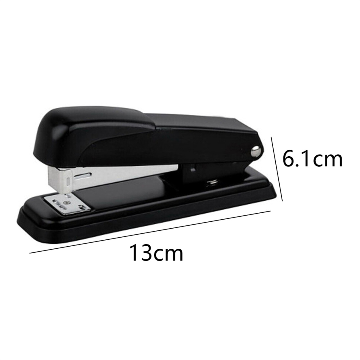 Schwarzer Aktenhefter, 13cm lang und 6.1cm hoch.