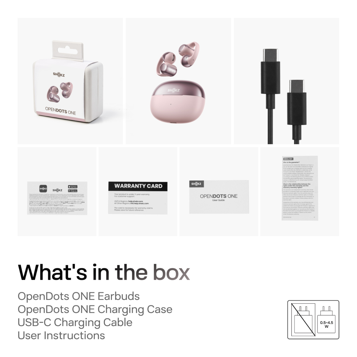 Pudełko, słuchawki, kabel ładujący, karta gwarancyjna i instrukcje.