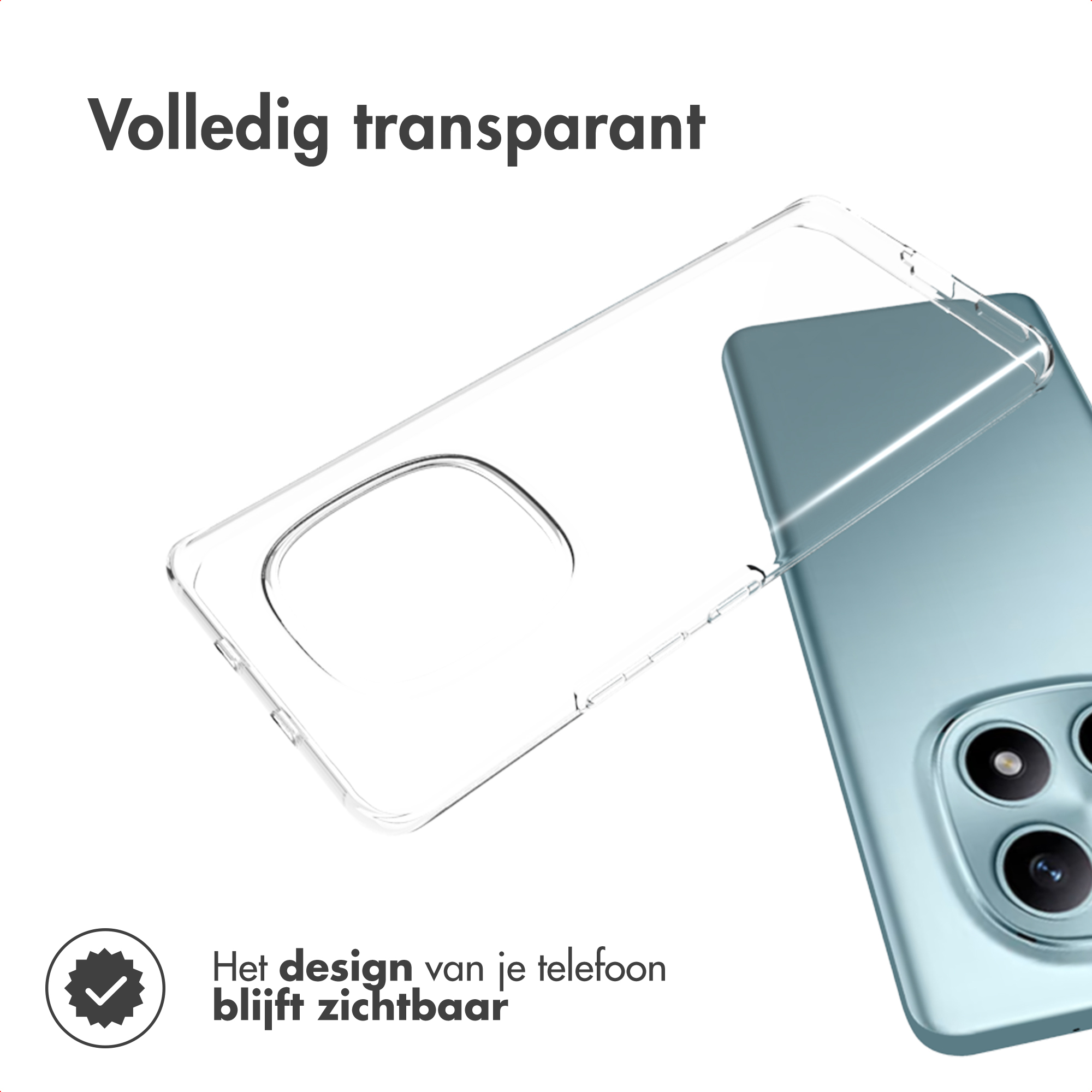 Une coque de téléphone transparente sur un téléphone bleu sarcelle.