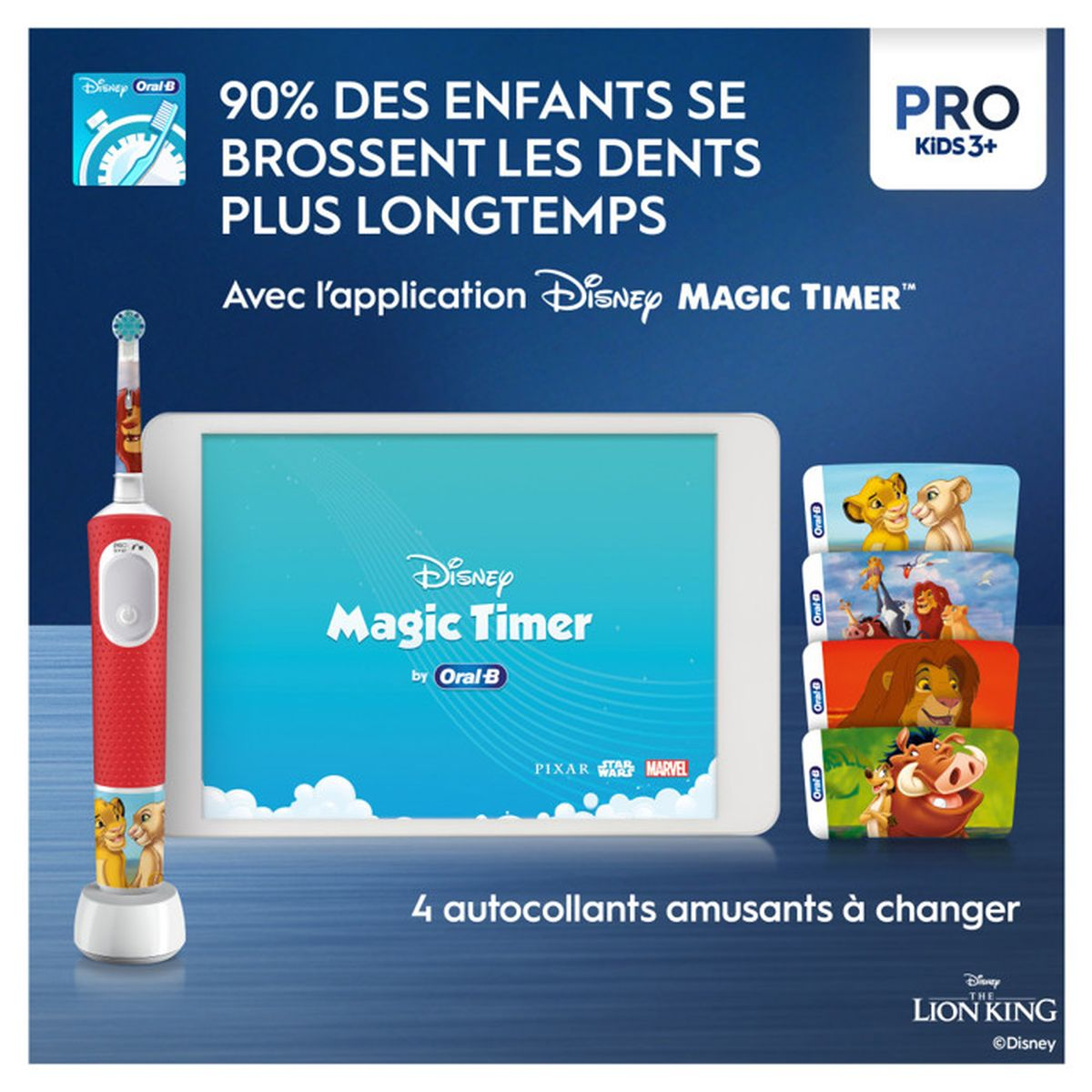 Oral-B Disney Zahnbürste mit App und Aufklebern. Simba, Nala, Timon & Pumbaa.