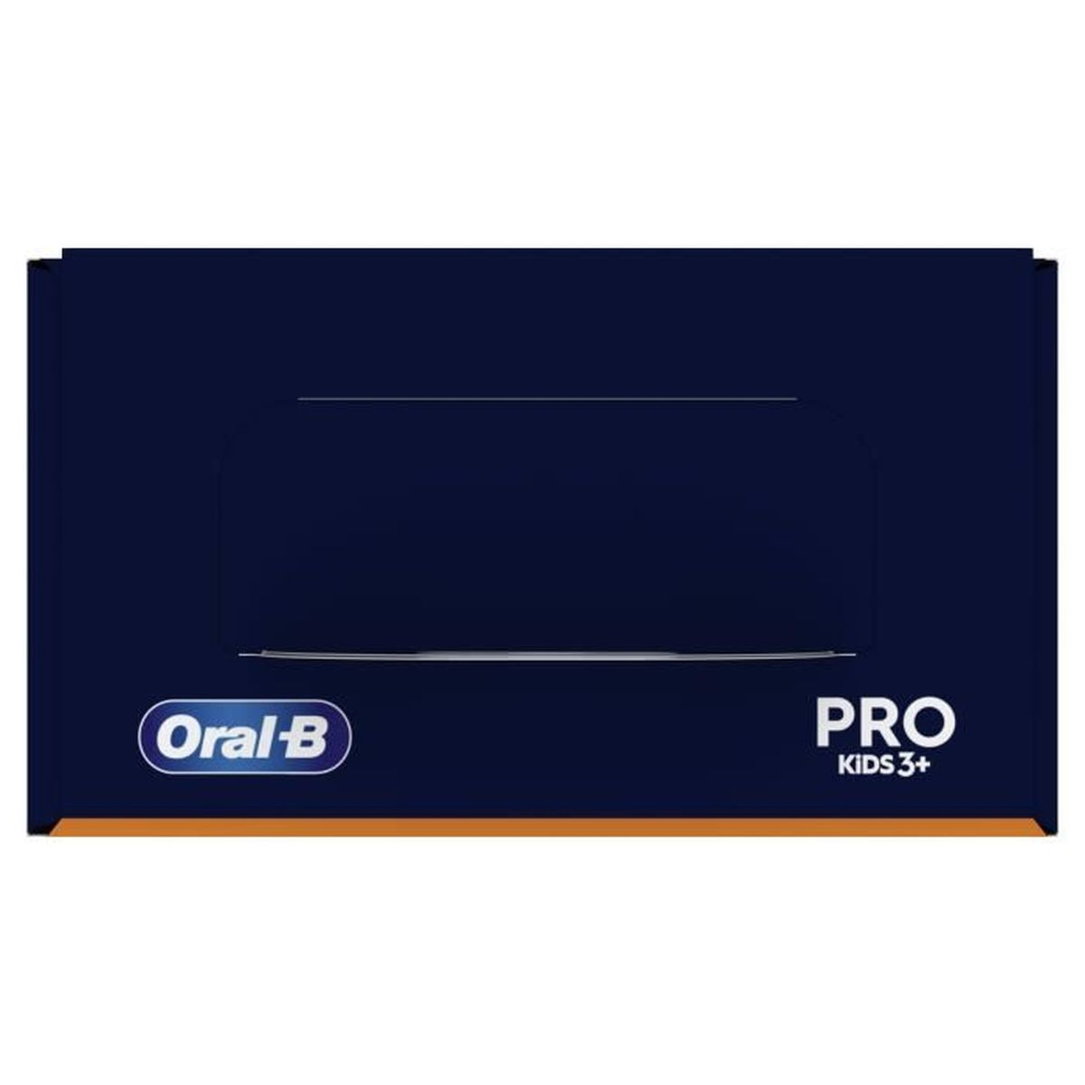 Oral-B Pro Kinder 3+ Zahnbürstenbox. Dunkelblau mit orangefarbenem Rand.