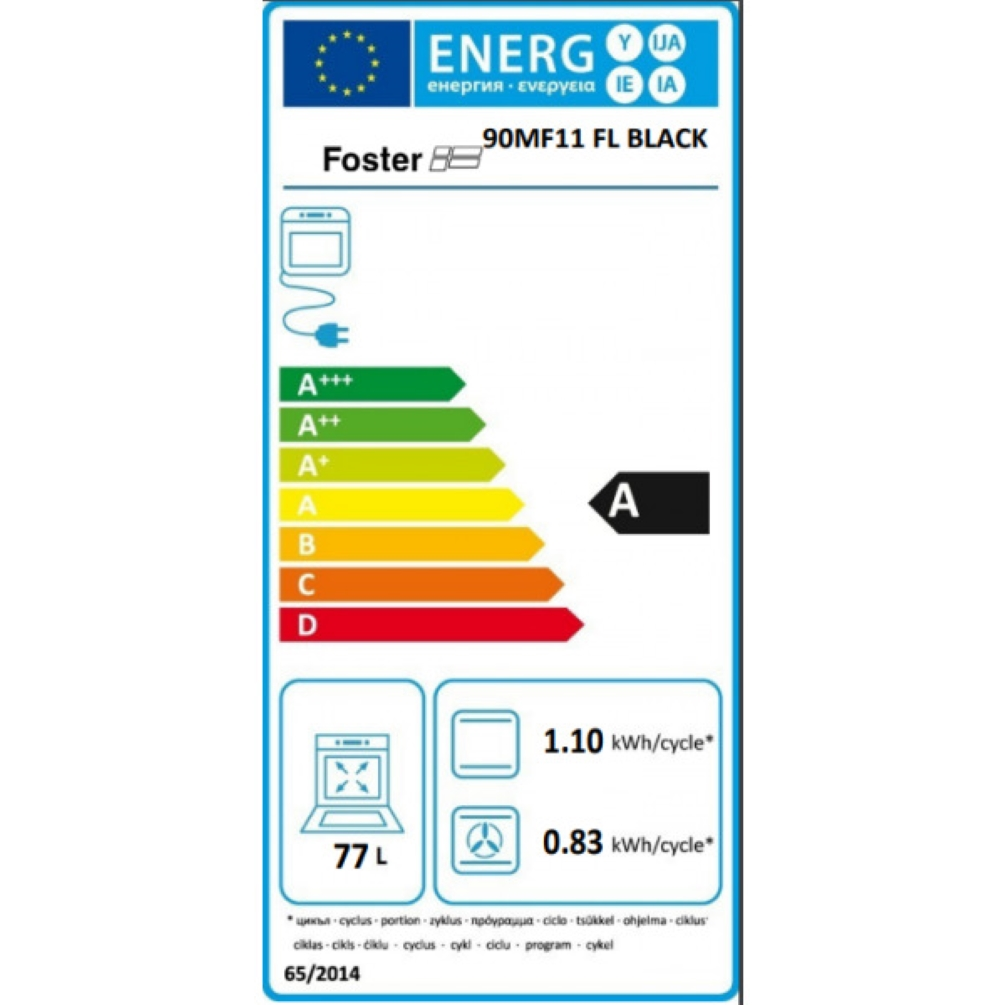Etichetta energetica per frigorifero Foster 90MF11 FL BLACK, classe A.