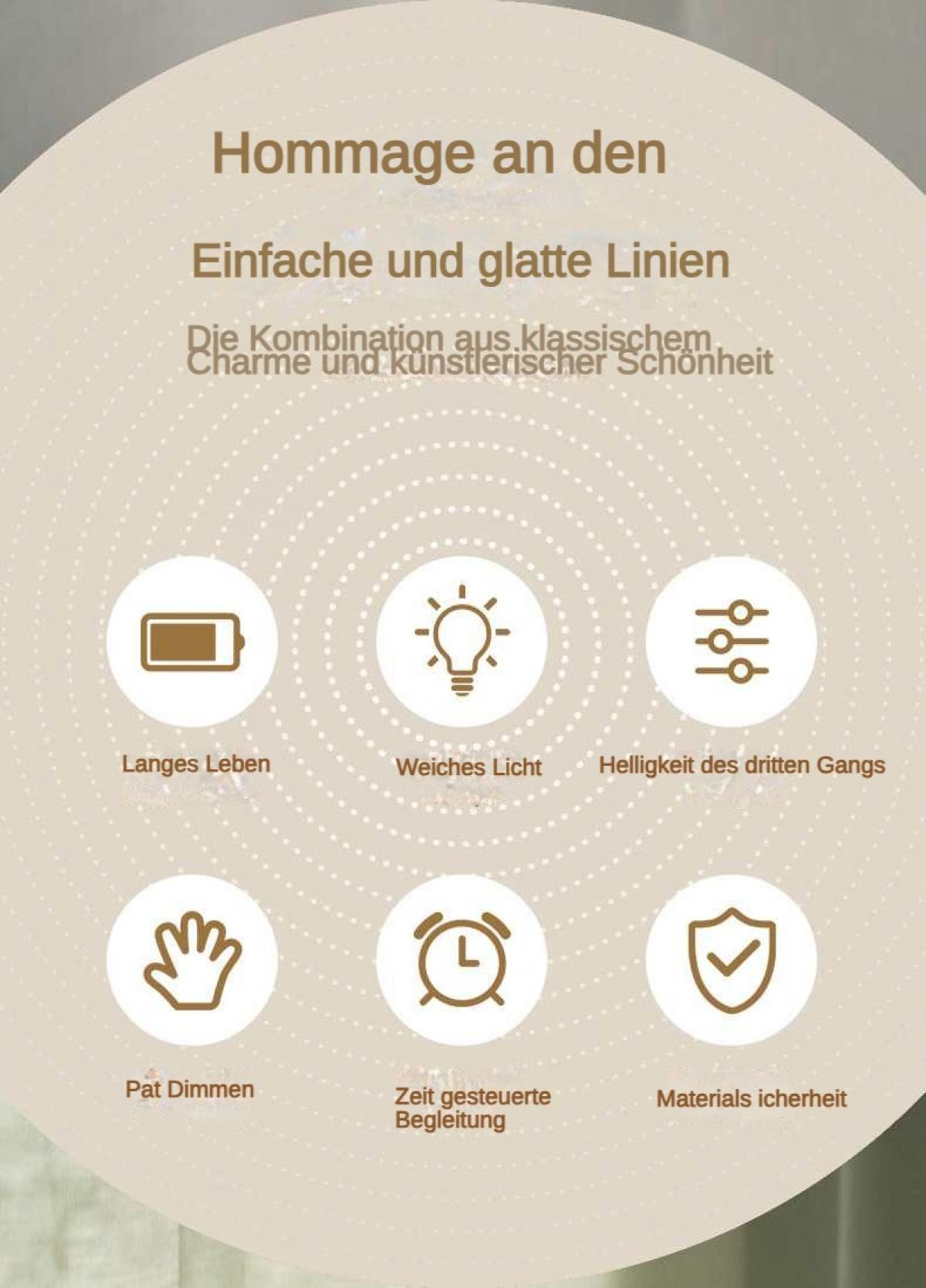 Grafik mit Symbolen: Batterie, Glühbirne, Einstellungen, Hand, Wecker und Schild.