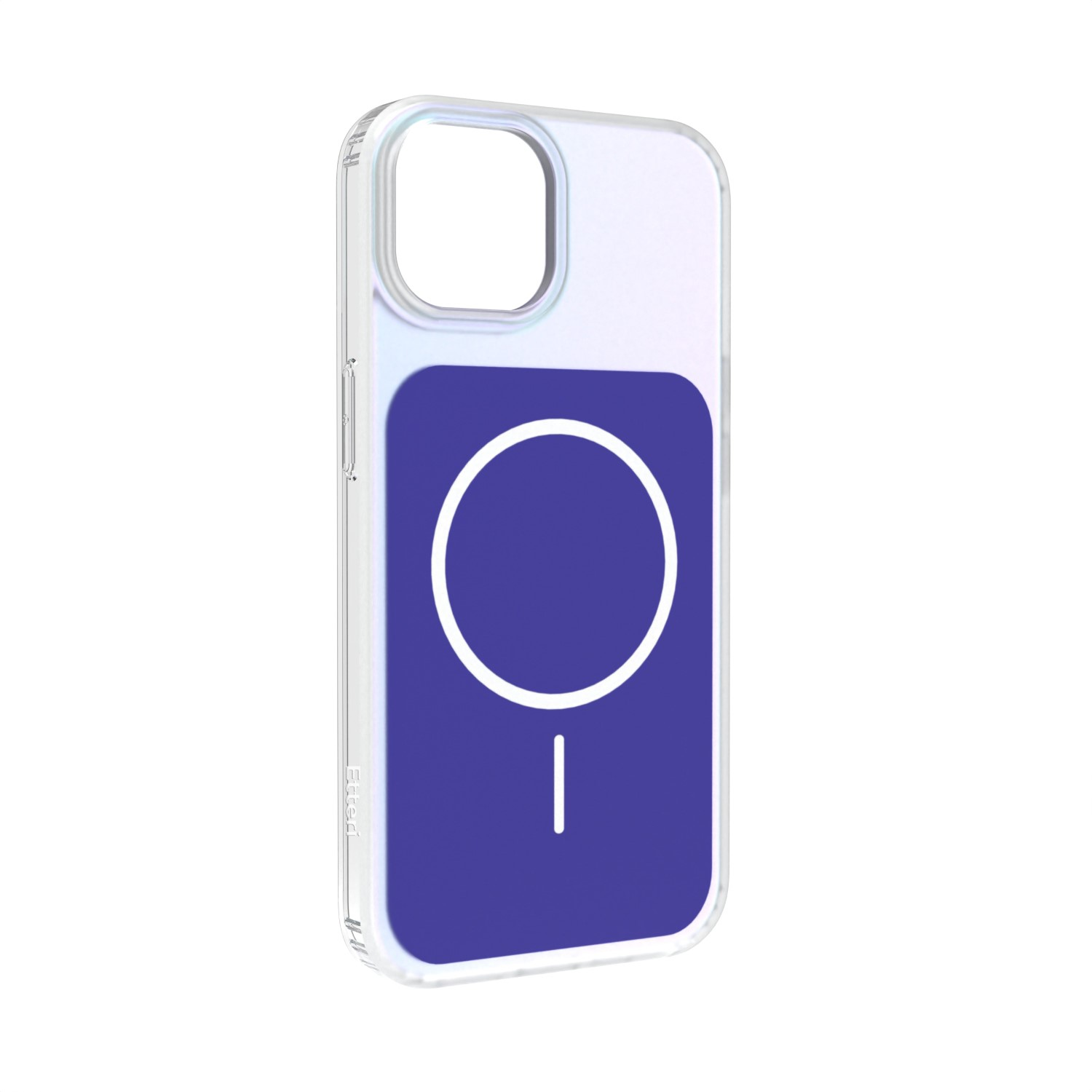 Custodia trasparente con simbolo cerchio blu e linea verticale.