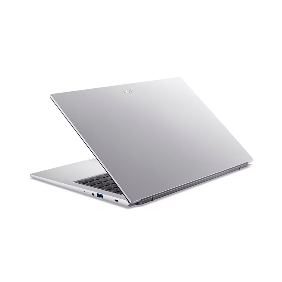 Ein silberner Acer Laptop ist auf weißem Hintergrund zu sehen.