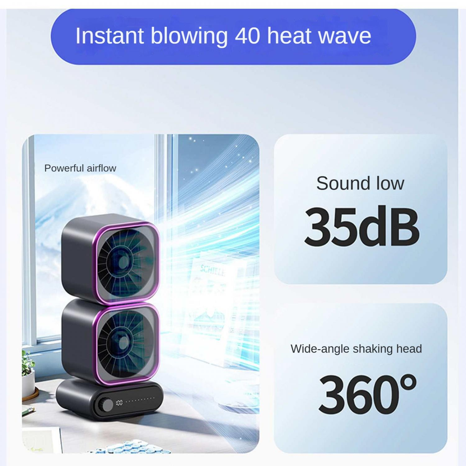 Ein tragbarer Ventilator mit zwei Ebenen, der 40 Grad Welle bläst.