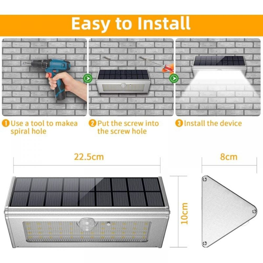 Anleitung zur Installation einer Solarleuchte mit Maßen.