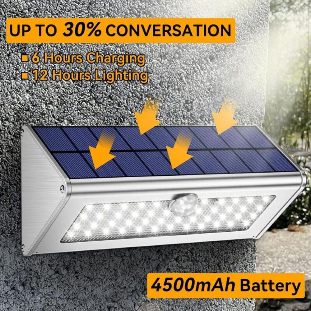 Solarleuchte mit 4500mAh Akku, 6 Std. Ladezeit, 12 Std. Beleuchtung.